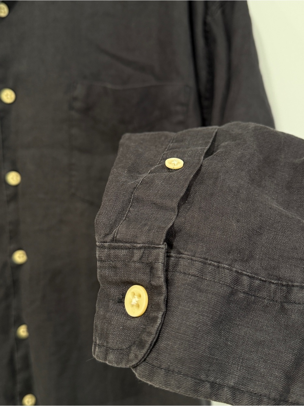Charcoal Men’s Button down Linen Shirt - Picture 3 of 4